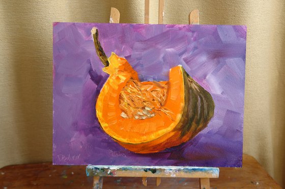 Large piece of pumpkin. still life