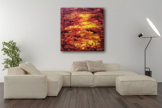 "Firestarter" - Original PMS Abstract Acrylic Painting On Canvas - 30" x 30"