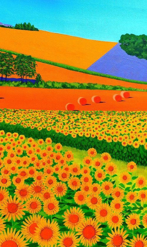 A Field of Sunflowers in South West France by Ruth Cowell