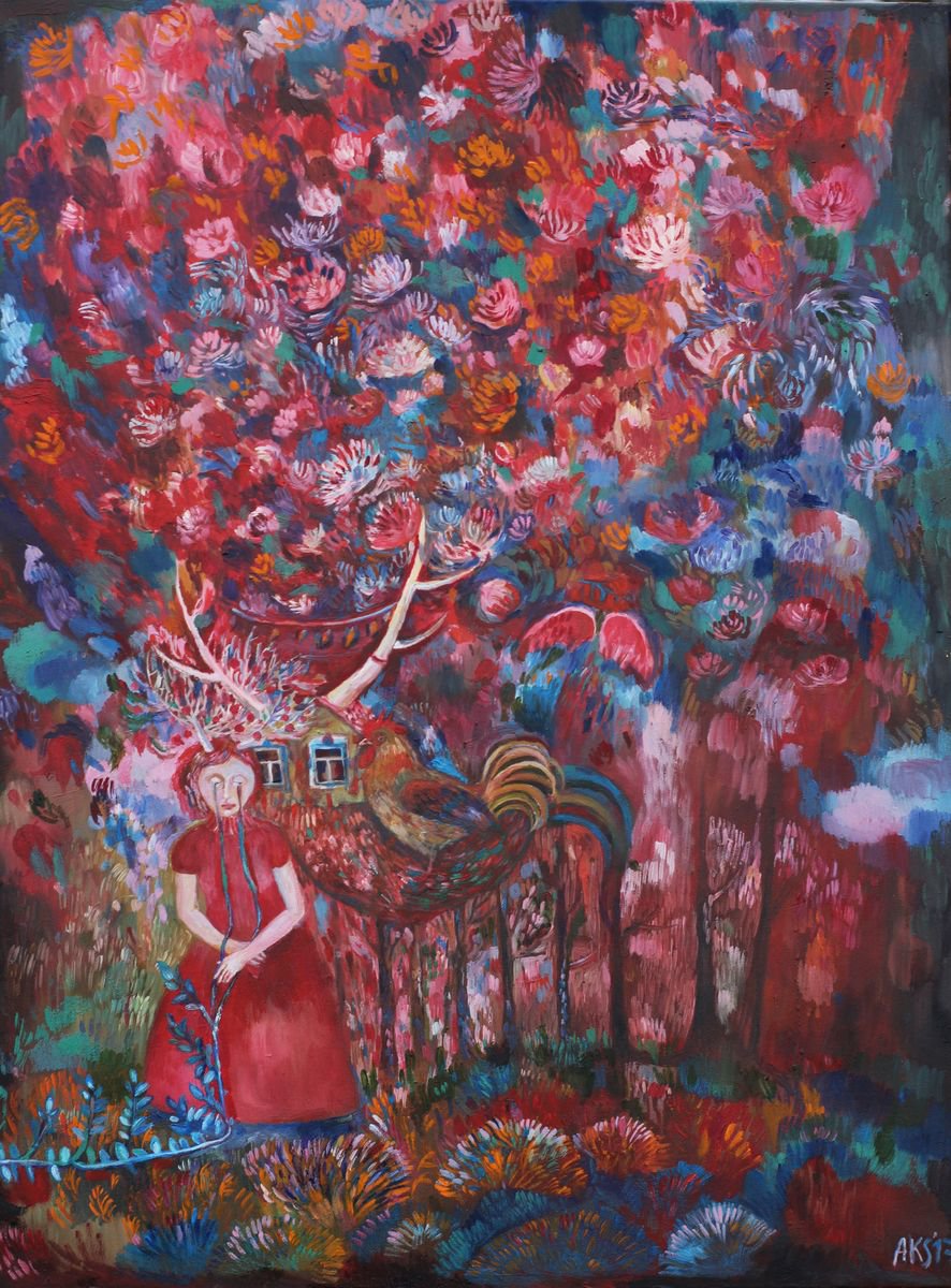 Waitress, big painting by Aurelija Kairyte-Smolianskiene
