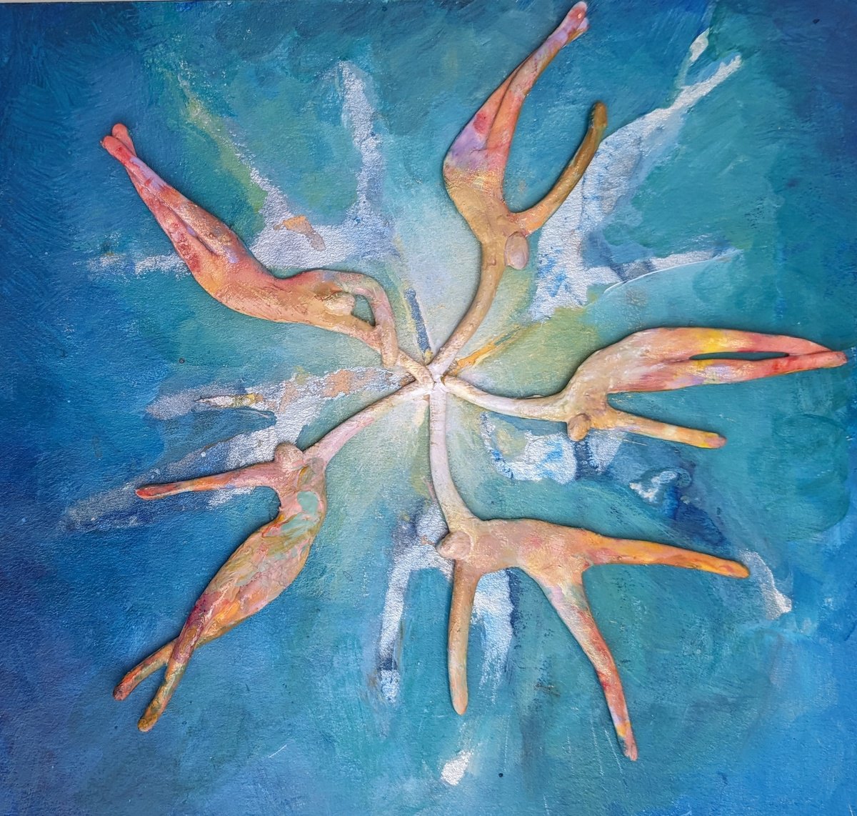 Impressionistic Portrait Collage By Karen Wilcox, 9 X 9", Connected, Original Artwork