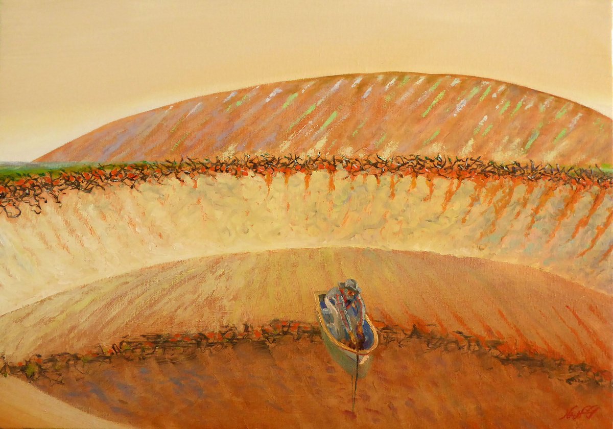 Impressionistic Landscape Oil Painting By Narek Hambardzumyan, 26 X 18", Hillside, Original Artwork