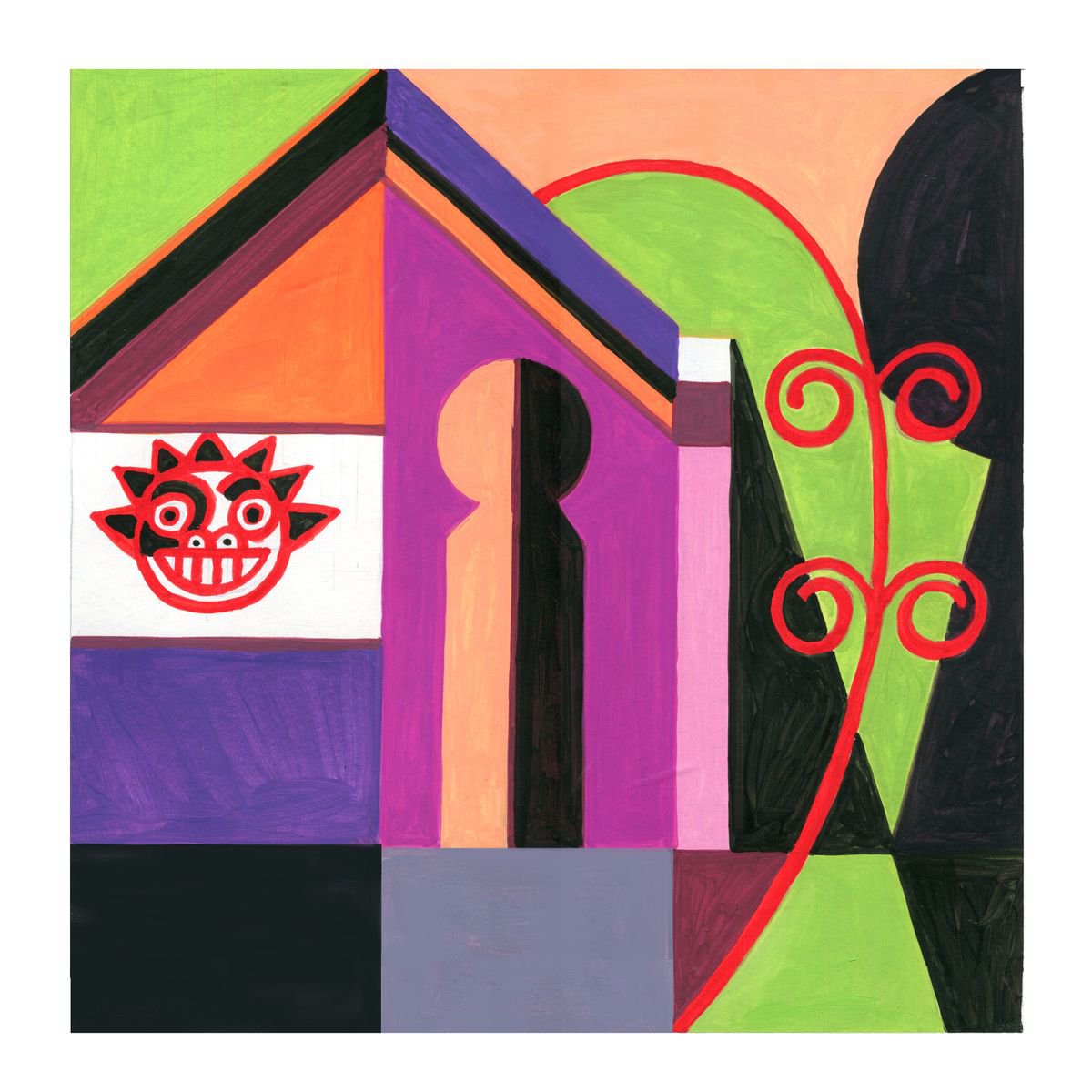 Graphic Acrylic Painting , Bali-Ubud_01 By Andre Baldet, 13 X 13, Artwork For Sale On Artfinder