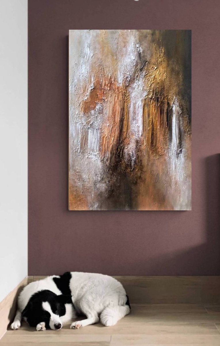 Autum tears 70x100cm Abstract Textured Painting by Alexandra Petropoulou