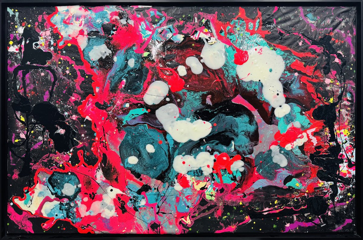 Abstract Painting By Antoni Dragan, 82 X 54, Cosmic Pulse, Original Artwork