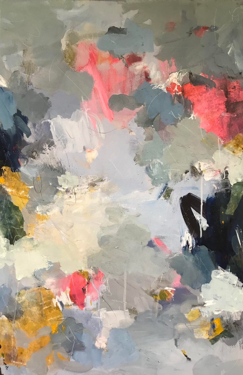 Abstract Acrylic Painting By Angela Dierks, 24 X 36, Settling In, Original Artwork