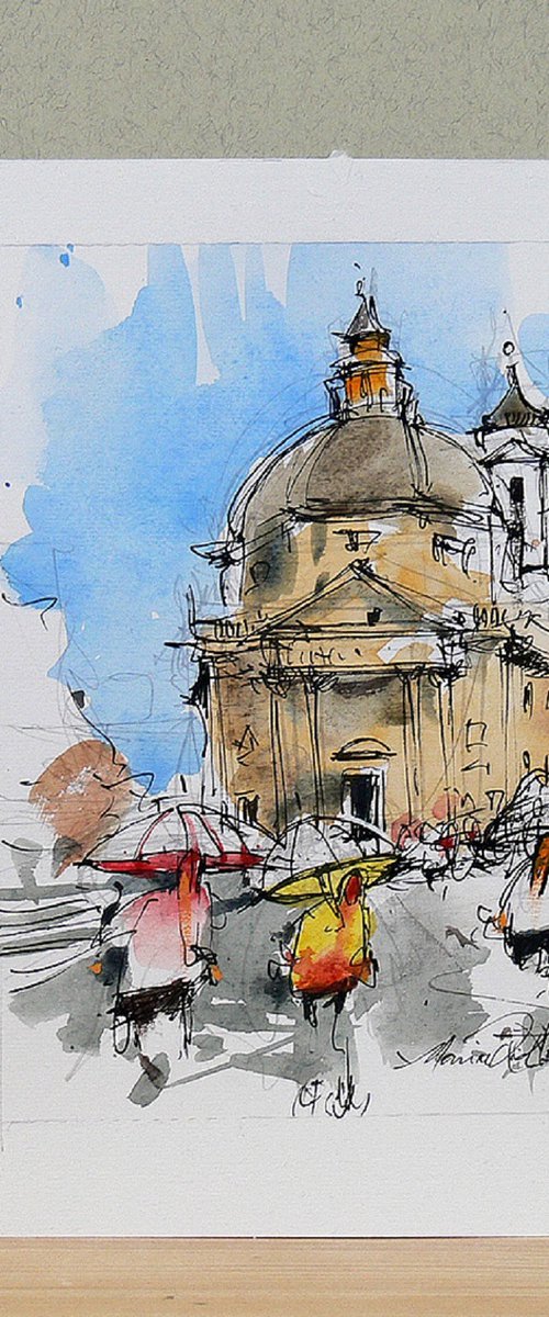 Rome, Watercolor Art by Marin Victor