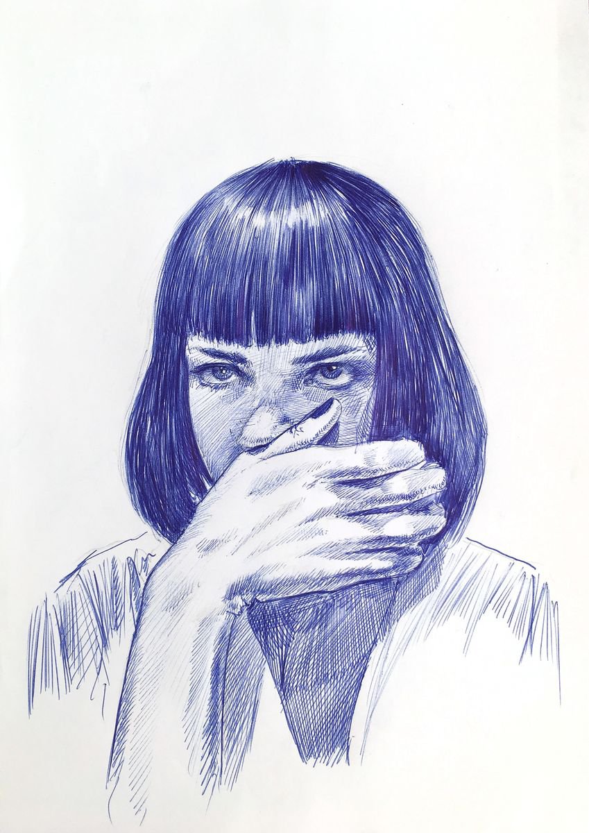 Impressionistic Portrait Ink Drawing By Dario Moschetta, 8 X 11, Portrait 236, Original Artwork