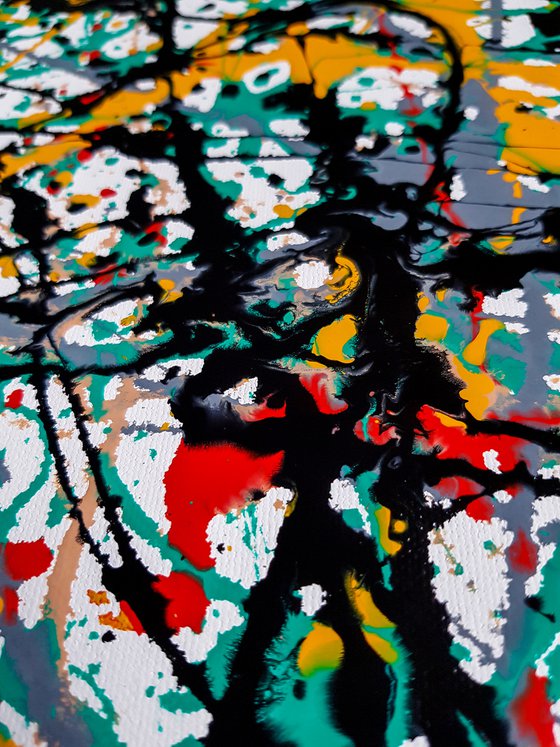 Animo N-4. (W)160x(H)110 cm. Style of JACKSON POLLOCK. Abstract Expressionism Painting