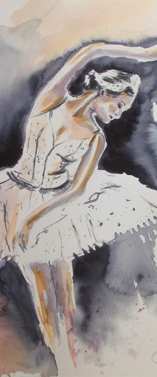 Ballerina series watercolor painting  -Original Ballerina painting by Antigoni Tziora