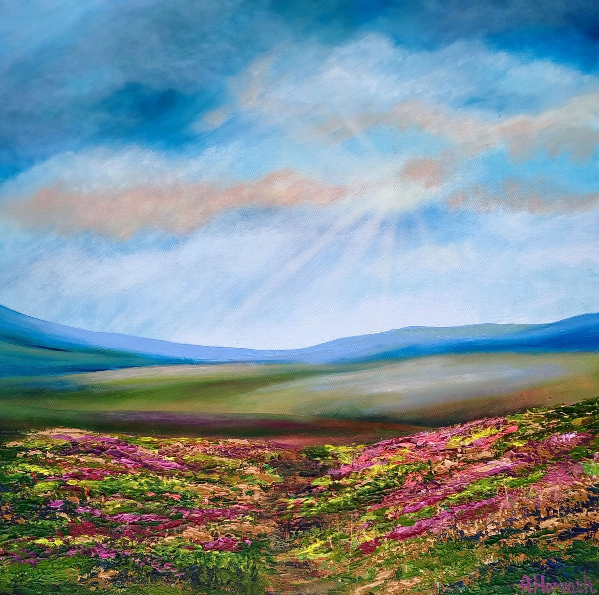 Impressionistic Landscape Acrylic Painting By Amanda Horvath, 24 X 24, Summer Land, Original Artwork