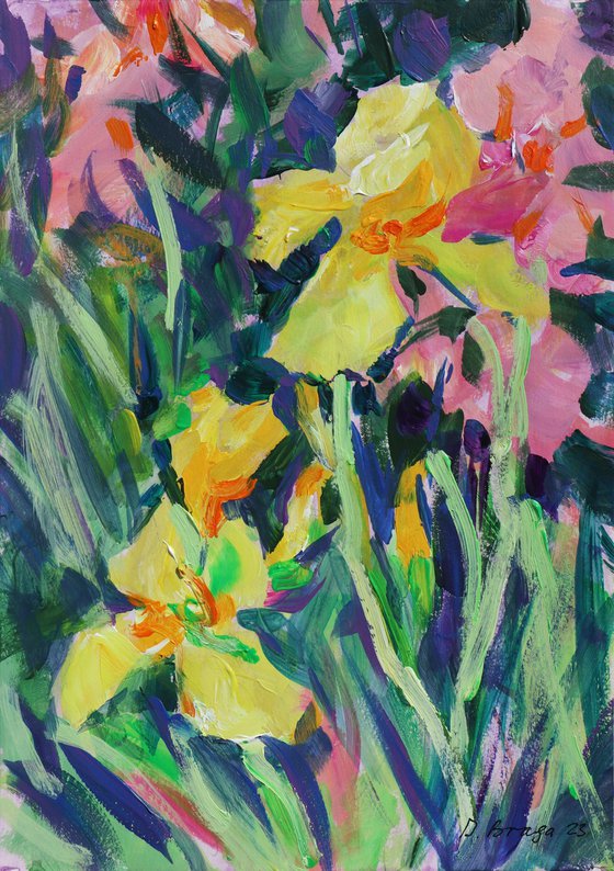 Irises, etude (plein air) original painting