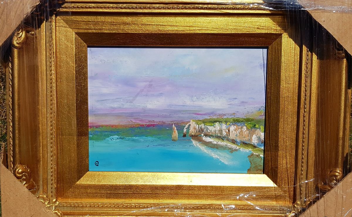 Impressionistic Landscape Painting By Els Driesen, 13 X 10, Etretat Plage, Original Artwork