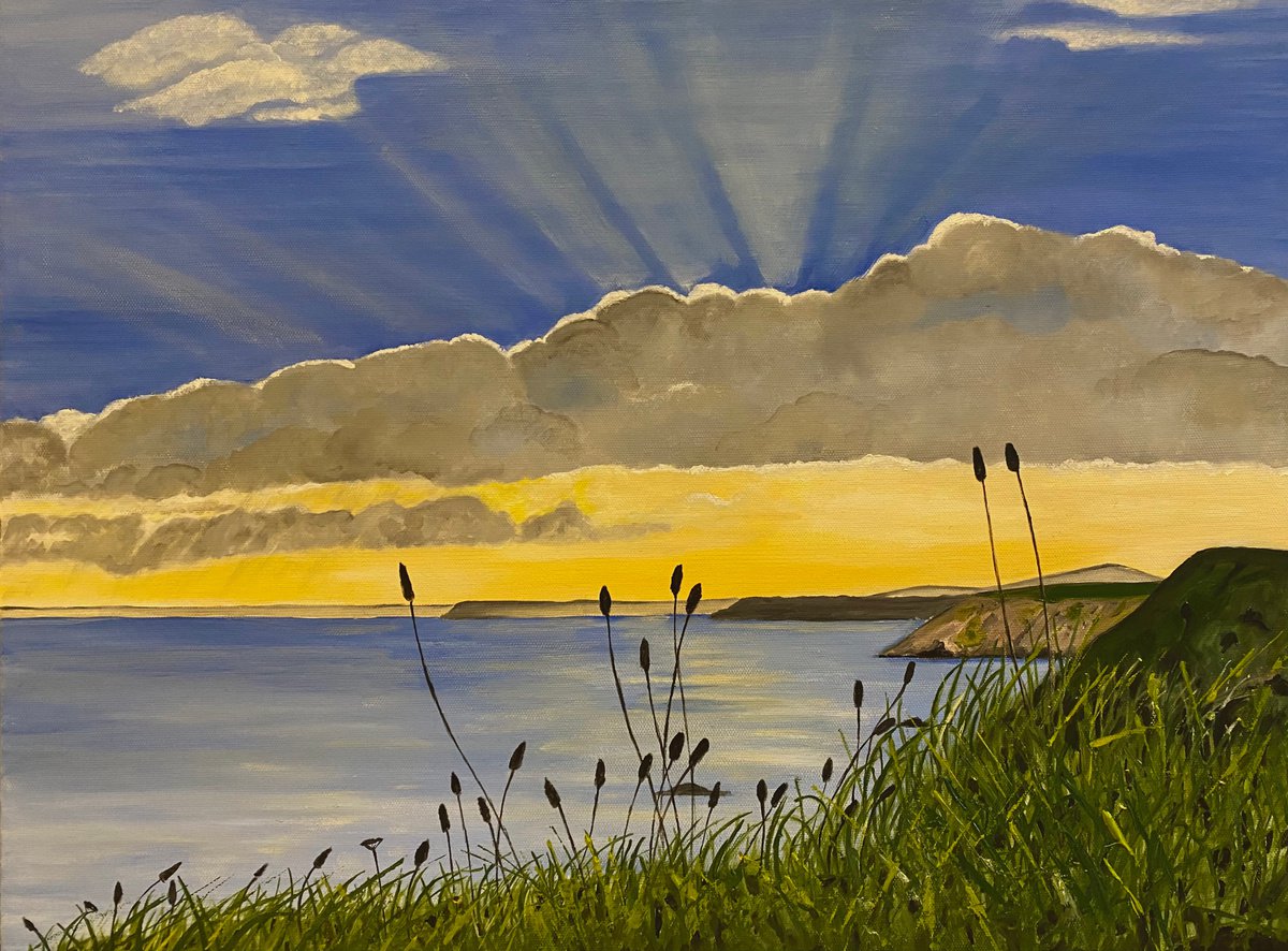 Sunset On The Copper Coast By Maggie Jukes, 24 X 18, Artwork For Sale On Artfinder