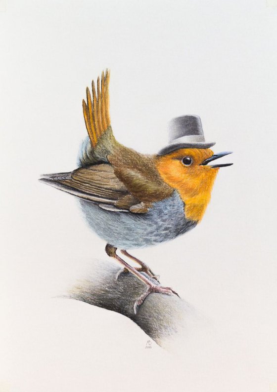 Original pastel drawing "Mr. J. Robin"