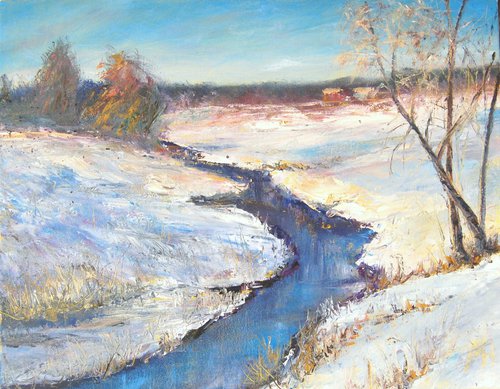 Small river in winter by Mikhail  Nikitsenka