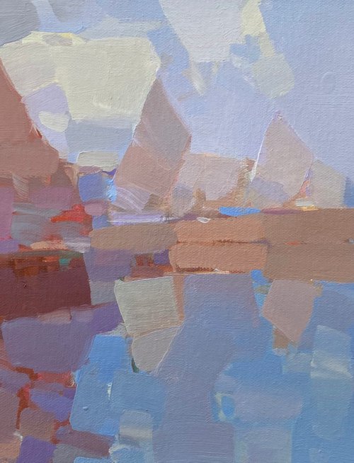 Sail Boats, Original oil painting, Handmade artwork, One of a kind by Vahe Yeremyan