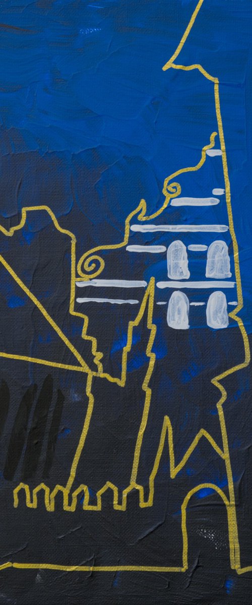 Vilnius stitched in gold by Elena Badasen