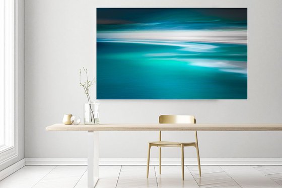 Teal Effusion - Teal and white canvas seascape