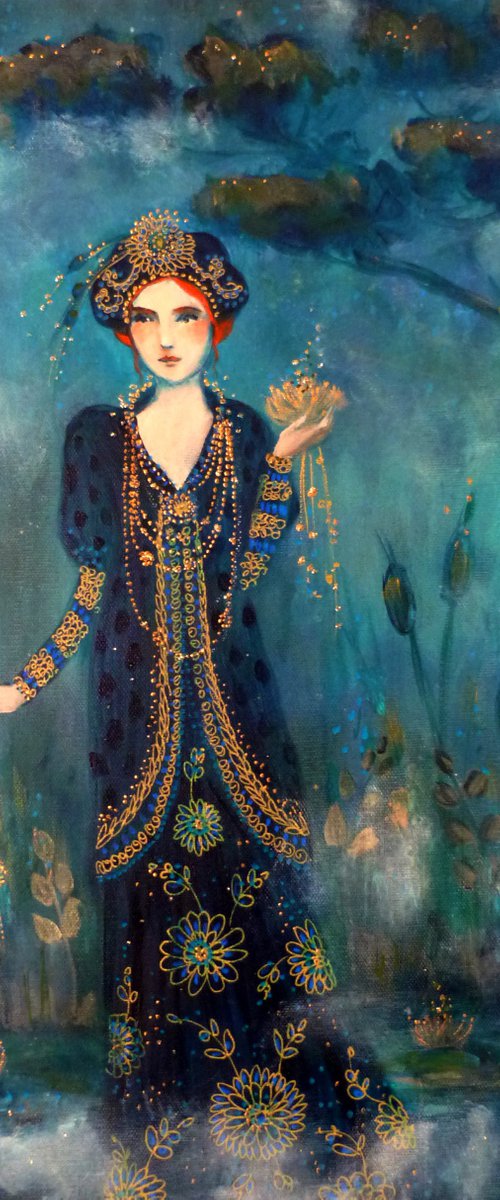 The empress of mist 55 x 46 cm. Art déco woman by Loetitia Pillault
