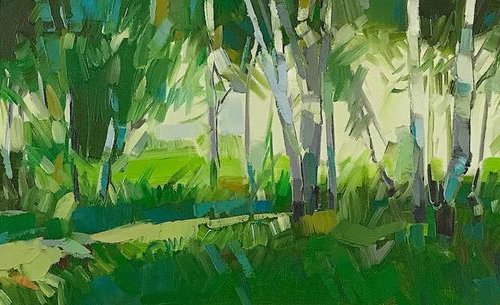 Garden, Landscape oil painting, One of a kind, Signed, Handmade artwork by Vahe Yeremyan