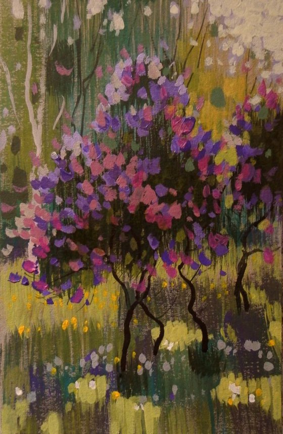 lilac, original painting, 30x19.5 cm