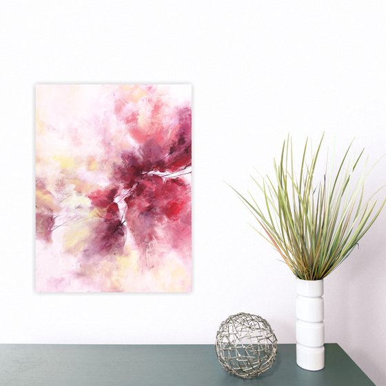 Abstract floral painting, diptych "Love" with loose flowers