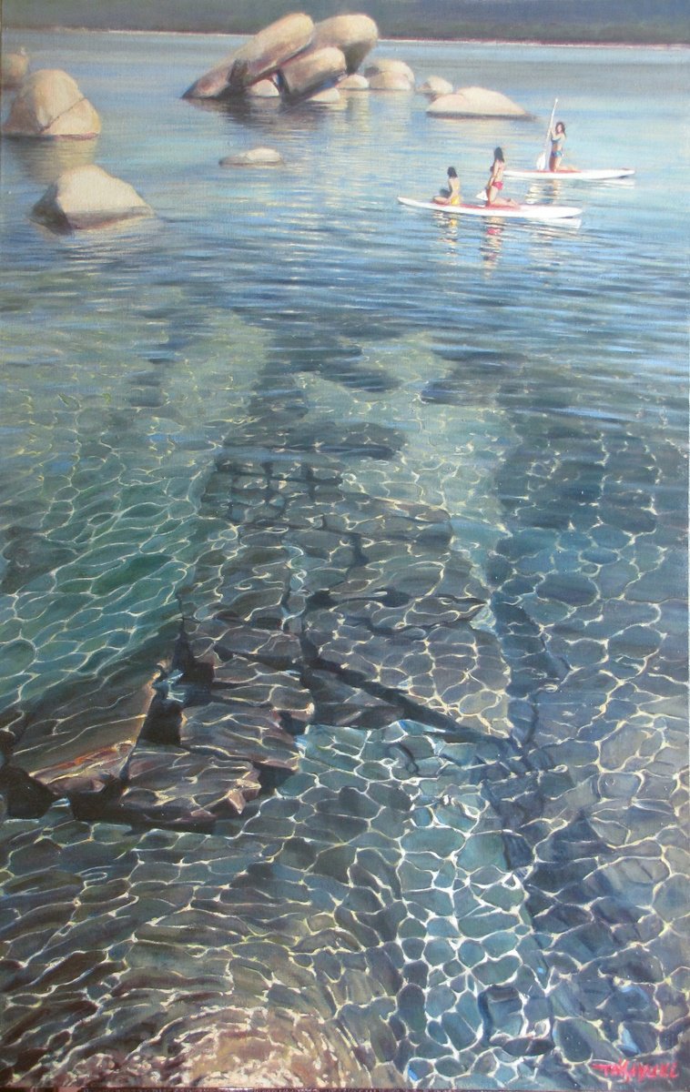 Photorealistic Oil Painting , Sand Harbor In Lake Tahoe By Takayuki Harada, 22 X 34, Artwork For Sale On Artfinder