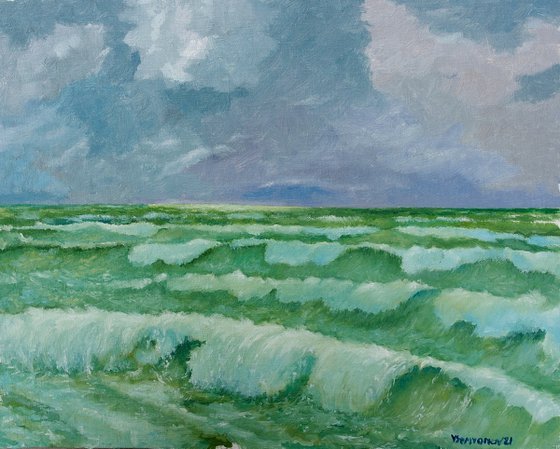 Seascape, Sea Stories - Green Sea Waves.