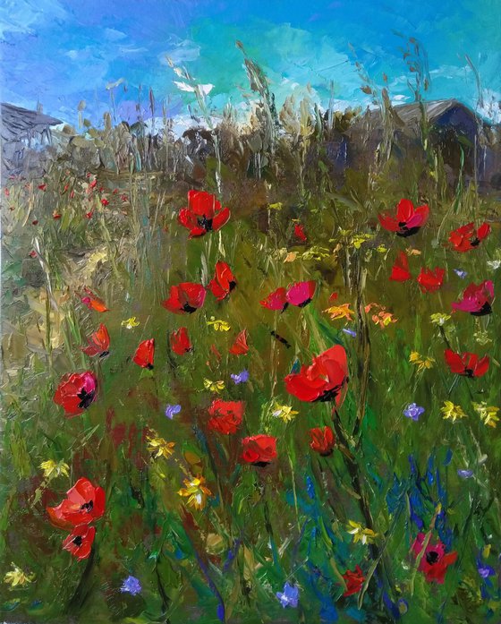 In the spring field(40x50cm, oil painting, impressionistic)