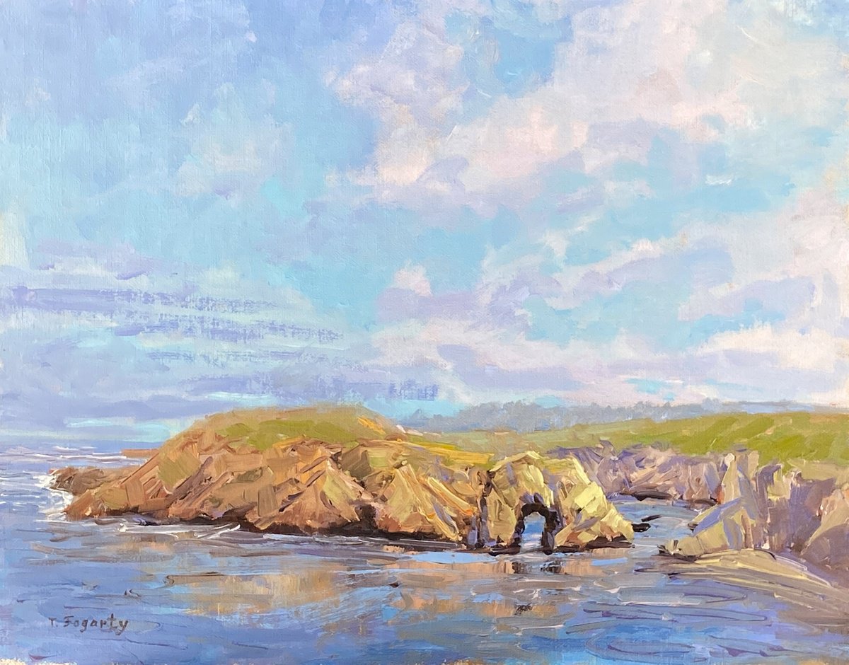 Impressionistic Landscape Oil Painting By Tatyana Fogarty, 14 X 11", Rugged Coastline, Original Artwork