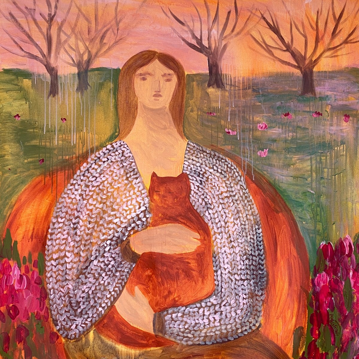 Impressionistic Portrait Acrylic Painting By Dasha Pogodina, 37 X 37, Look At This Beauty, Honey, Original Artwork