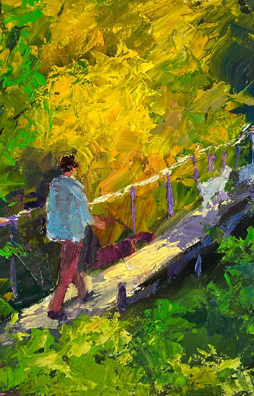 Forest Bridge over the River by Boris Serdyuk