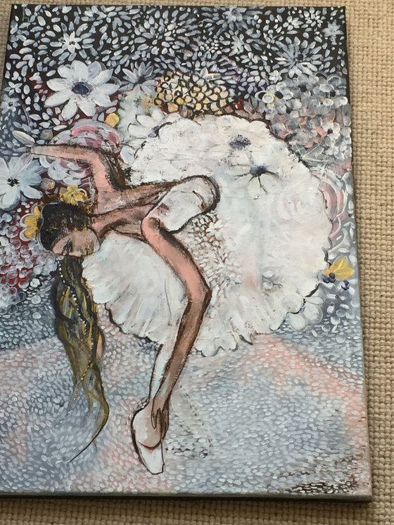 Ballet Series III Ballet Ballerina Dance Acrylic Painting on Canvas Ready to Hang Woman Portrait Dance Painting Art For Sale Canvas Painting Original Red Painting Gift Ideas Free Shipping Size 23"x16"