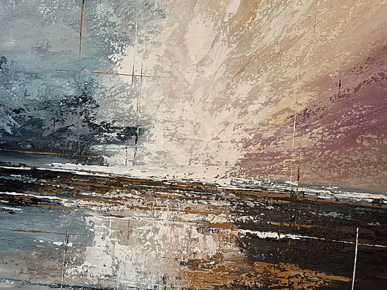 Radiant Divide – Blue Pink Abstract Landscape