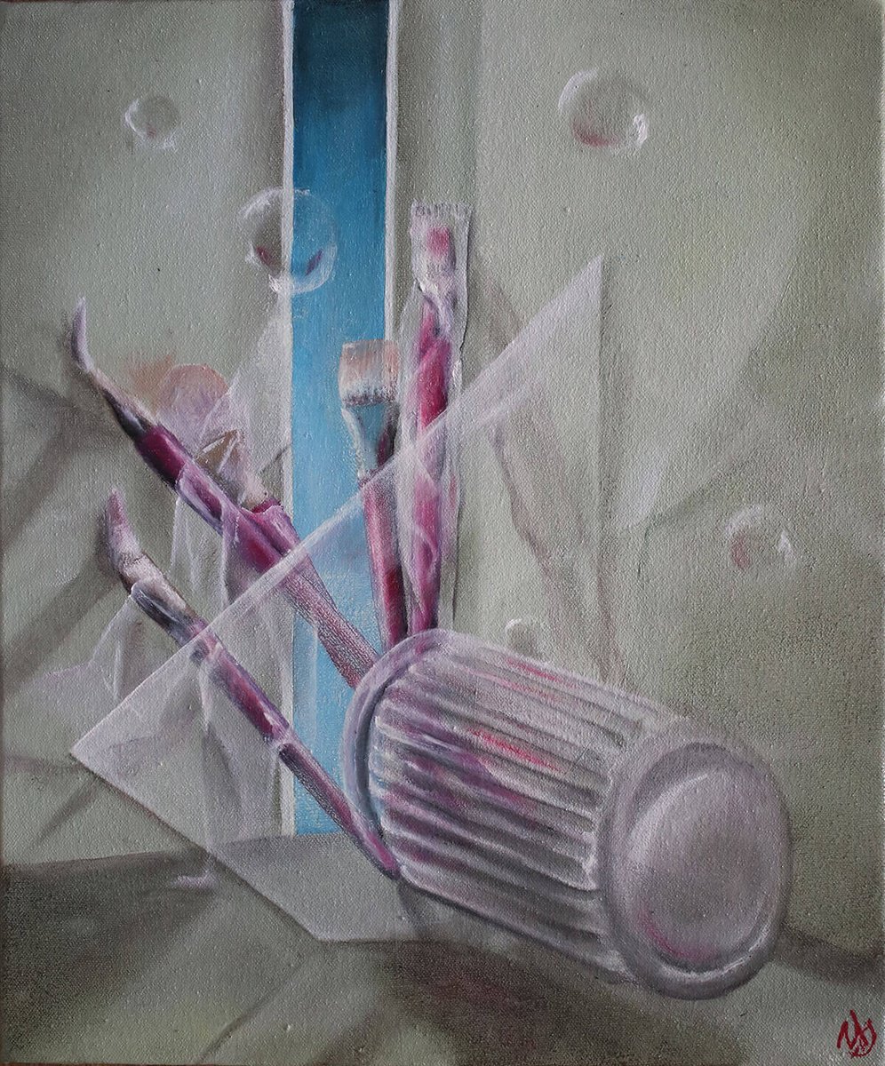 Surrealistic Still Life Oil Painting By Vanessa T Stefanova, 10 X 12", See Through, Original Artwork