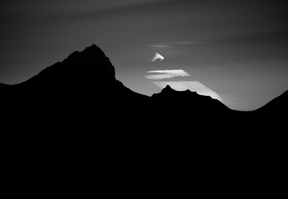 Mountains and Moonset, Above Montreux, Switzerland. by Charles Brabin