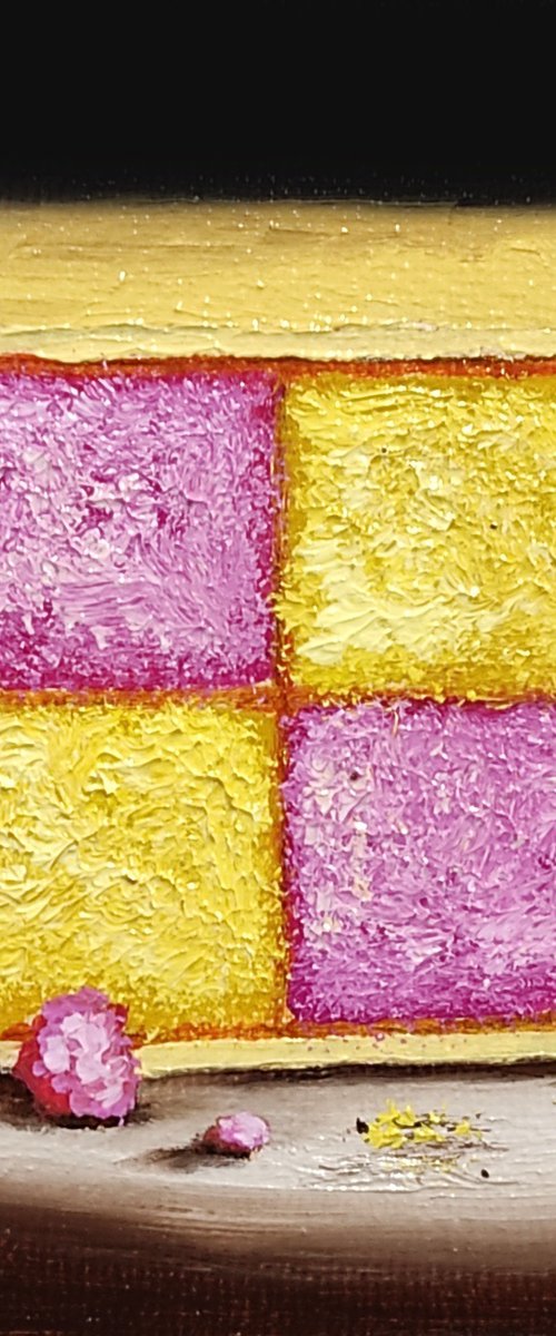 Little Battenberg cake still life by Jane Palmer Art