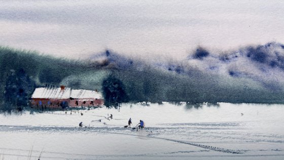 Winter fishing on the lake