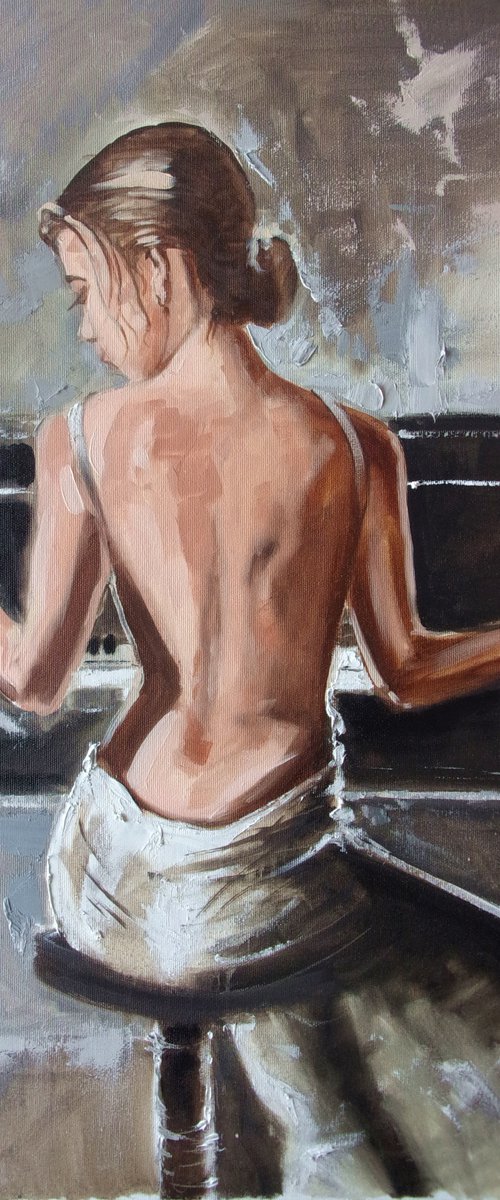 " MUSIC ... "  piano music liGHt  ORIGINAL OIL PAINTING, GIFT, PALETTE KNIFE by Monika Luniak