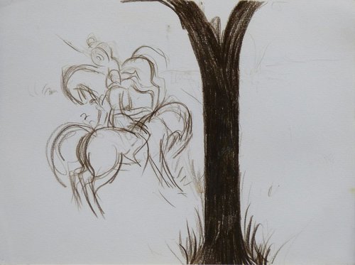 Sketch of Two Riders, 24x32 cm by Frederic Belaubre