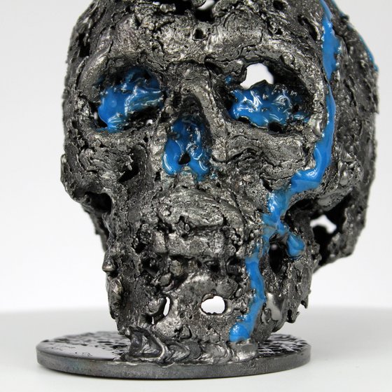 Skull CXXXIX - Skull artwork steel blue pigment