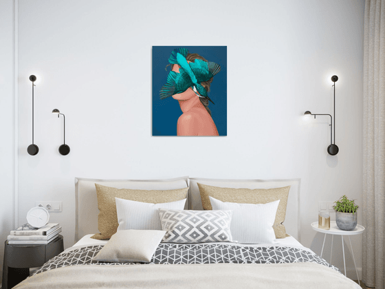 Woman with a kingfisher