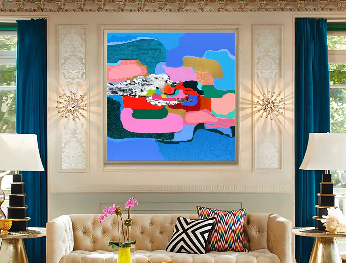 Dancing Waves And Pink Horizons By Martina Boycheva, 47 X 47, Artwork For Sale On Artfinder