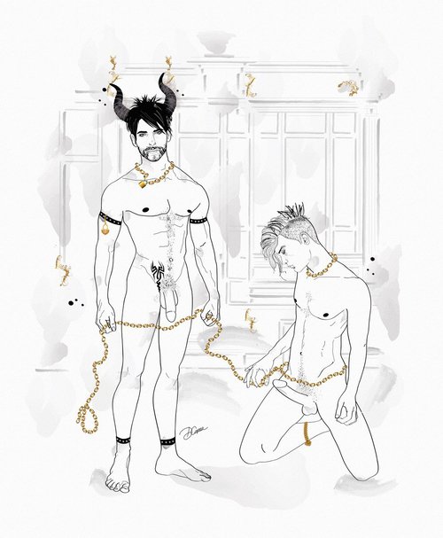 Jörg and Sascha - gay art - gay - gay love - male nude - bdsm - bondage - sex - erotic by Artemisia
