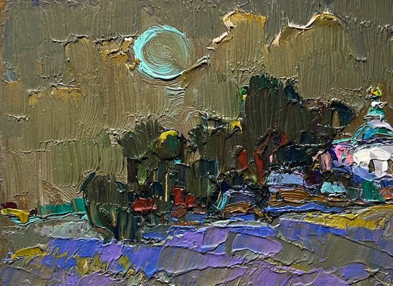 Moonlit night in the village