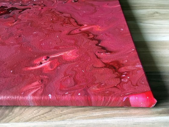 "Big Red" - FREE USA SHIPPING - Original Abstract PMS Fluid Acrylic Painting - 16 x 20 inches