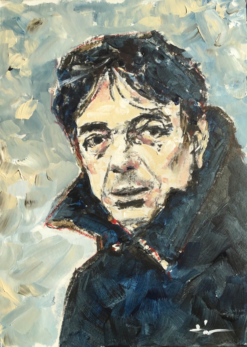 Expressive Portrait Acrylic Painting By Dominique Deve, 12 X 16, In Paris, Original Artwork