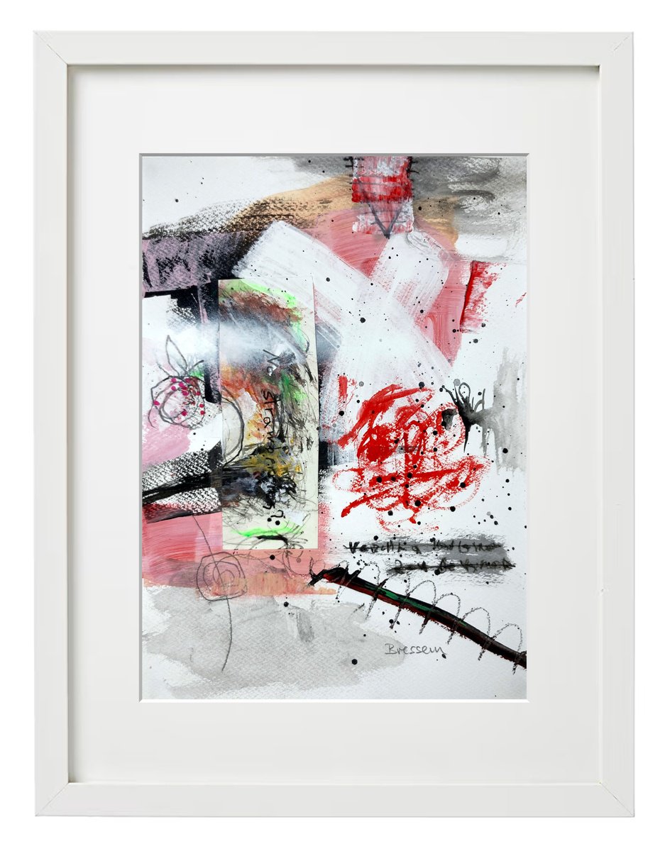 Abstract Acrylic Painting By Jutta Rika Bressem, 8 X 11", No Strawberries, Original Artwork