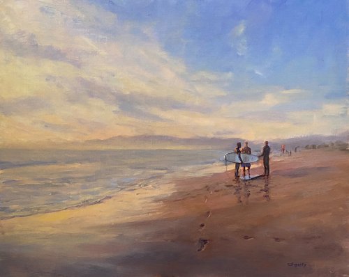 Sunset Surfing California by Tatyana Fogarty
